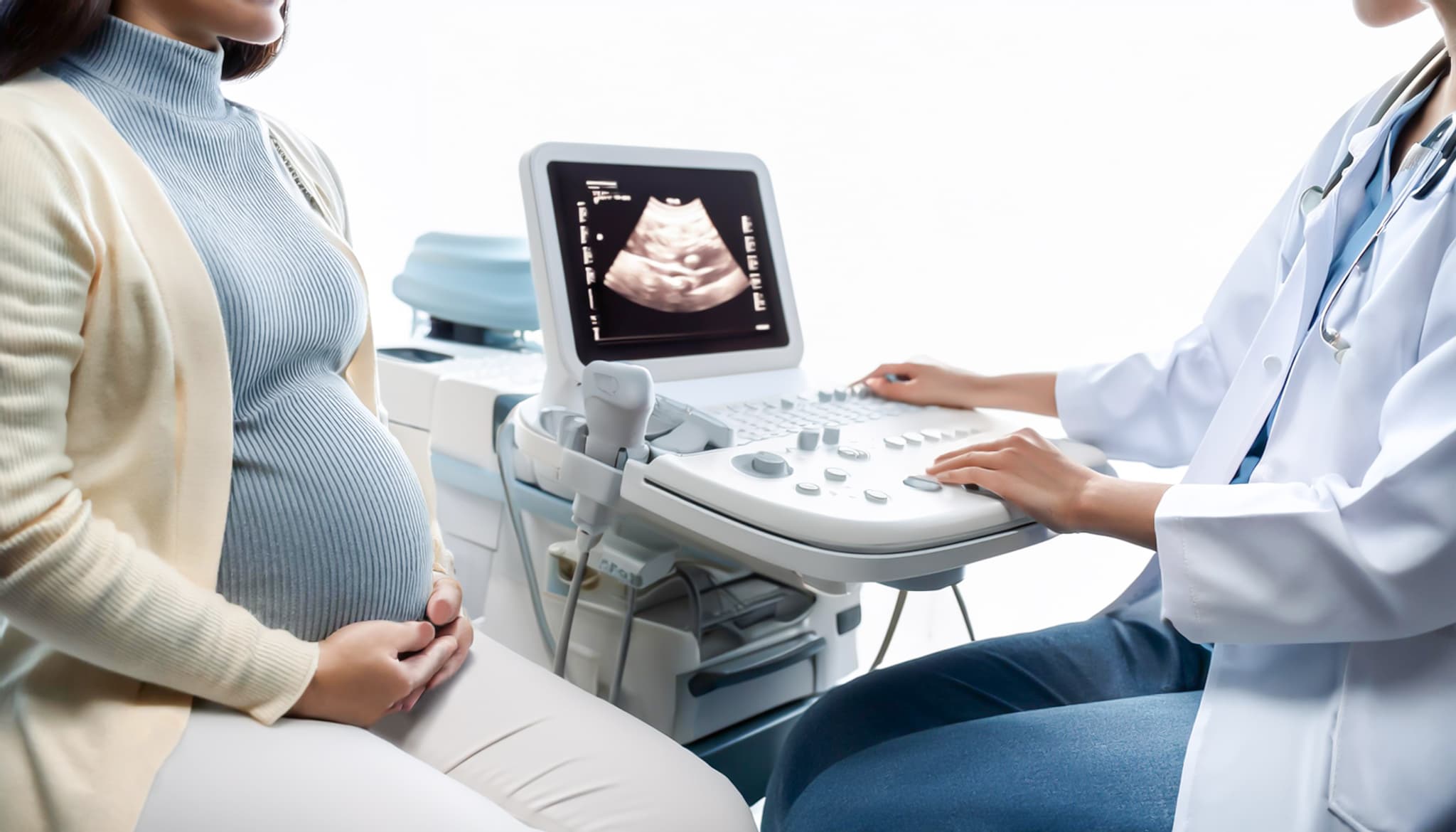 産婦人科でセラミック治療について相談する様子