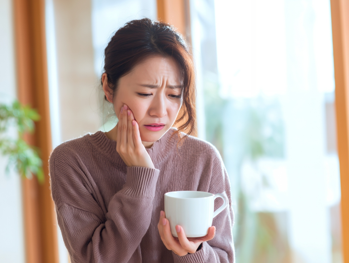 セラミック治療後の歯がしみている様子