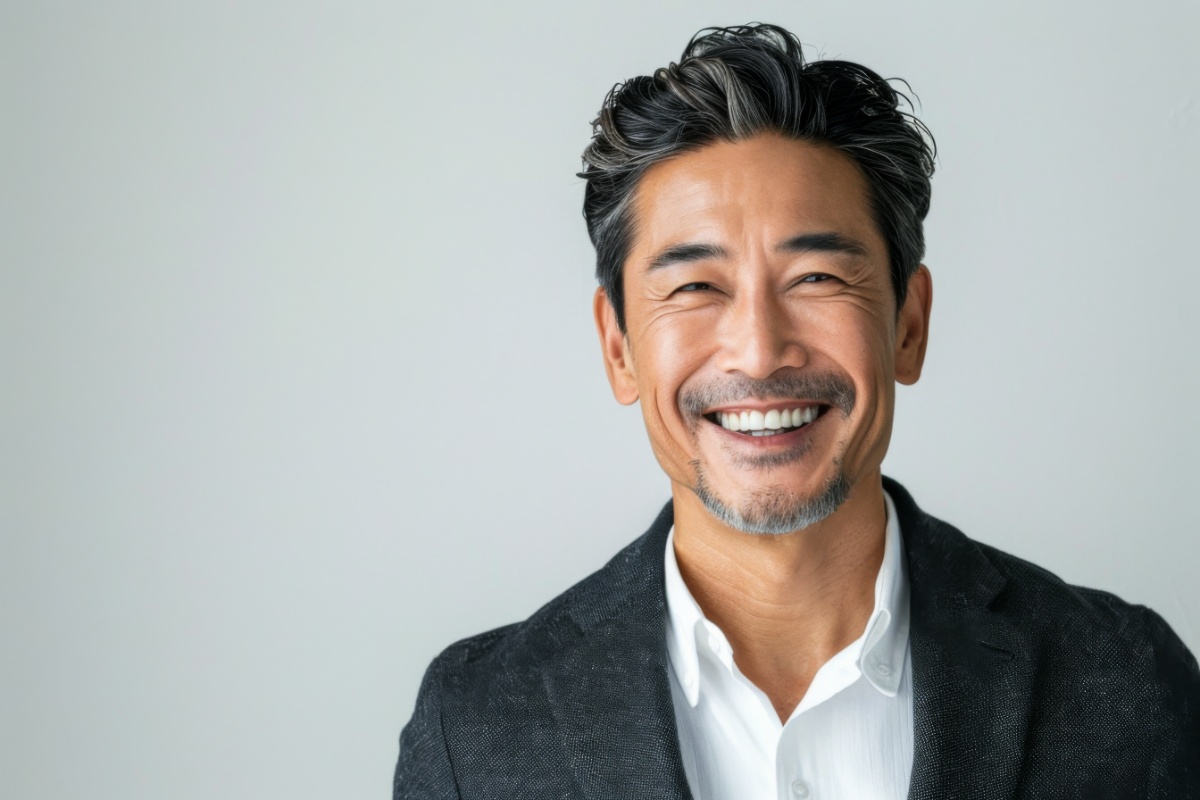 適切な口腔ケアで健康な歯茎を保っている笑顔の男性